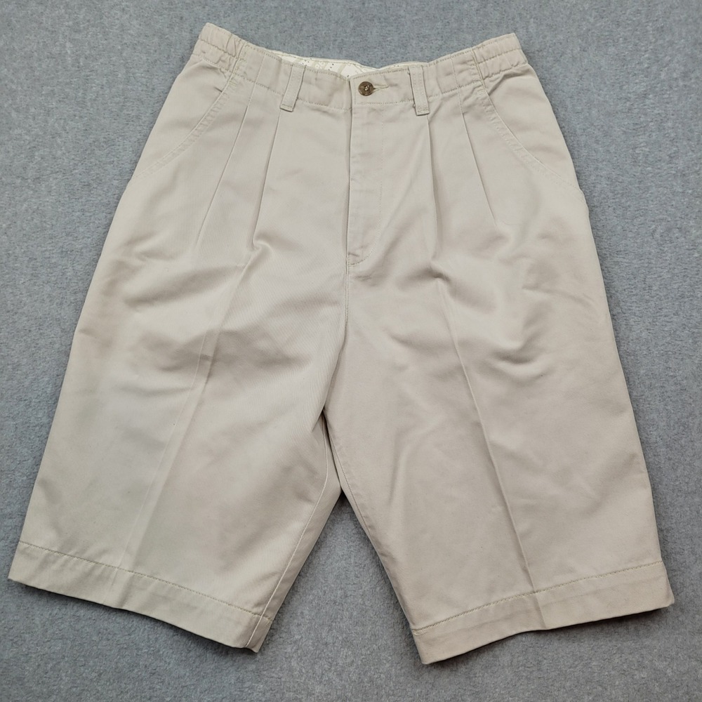 Lee Pleated Chino Shorts Mens Size 36 Beige Khaki‎ Elastic Waist Cotton 462-0270
